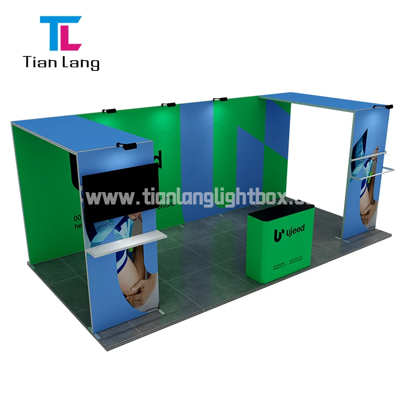 Custom Cheap Lightweight Folding Portable Exhibition Trade Show Metal Aluminum Frame Fabric factory