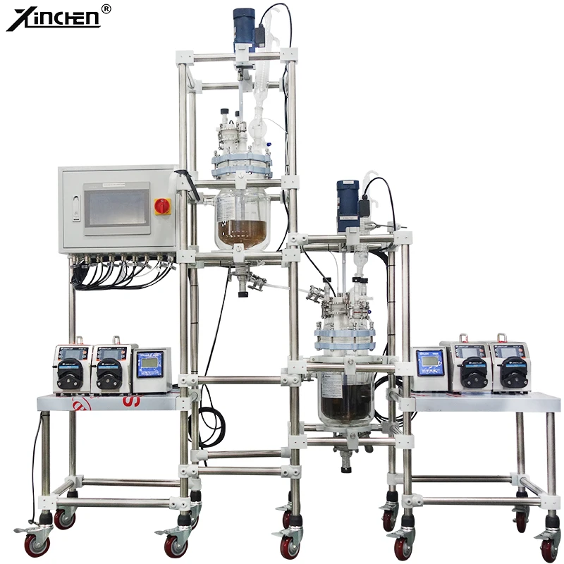 High-Low Reaction Vessel Series Reactor Borosilicate Glass 5l 10l for Lab Glass Reactor