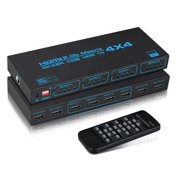 SYONG4K HDMI Matrix 4x4 4 in 4 Out HDMI2.0b Switch Splitter Box EDID with Remote