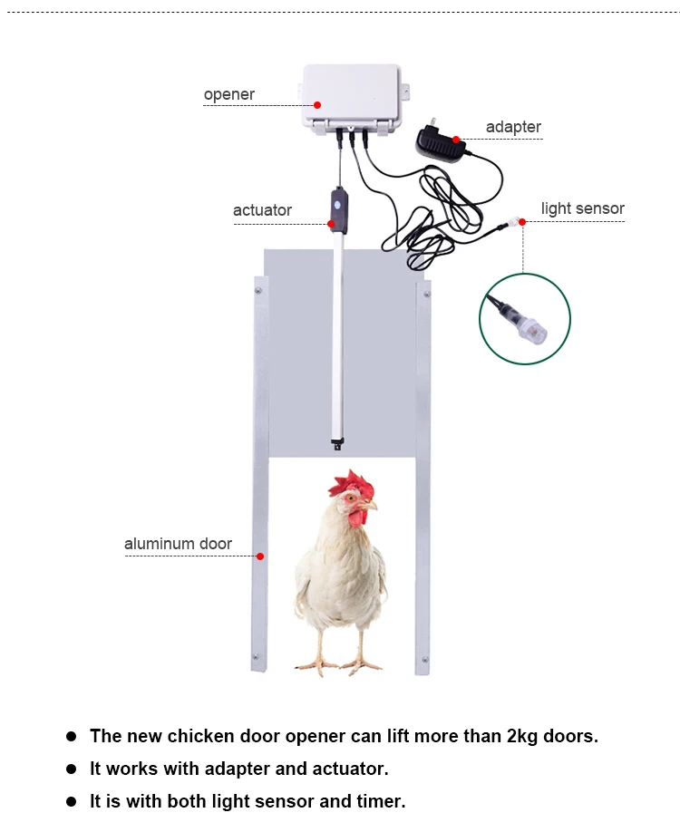 Automatic Adapter Actuator Chicken Coop Aluminum Door Opener For