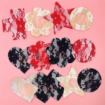 Cross-Border Wedding Heart-Shaped Breast Stickers Breathable Translucent Jacquard Lace Invisible Disposable Nipple Cover