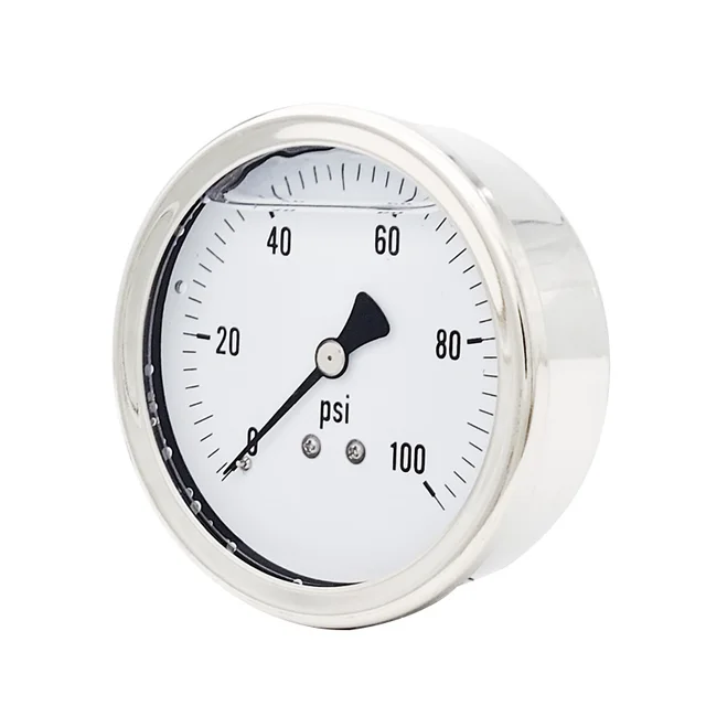 80mm Back connection oil filled gauge 100psi seismic pressure gauge