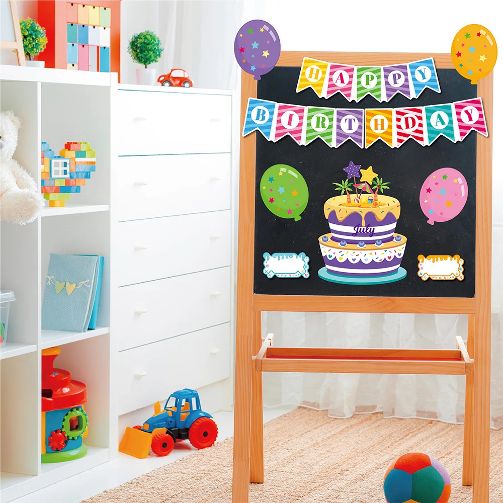 Happy Birthday Bulletin Board Set Birthday Wall Classroom Decoration Cutouts for Calendars Bulletin Boards Classrooms