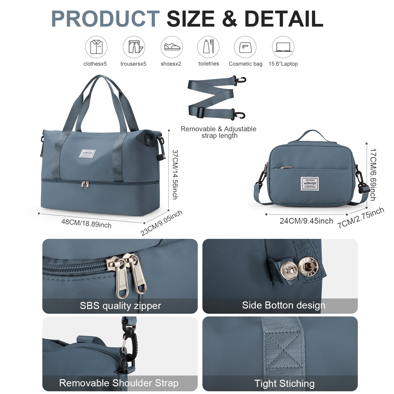 Women's Weekender Duffel with Shoe & Toiletry Bag