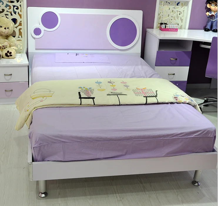 Modern Princess Cheap MDF Pink Colour Children  Furniture Bedroom Set