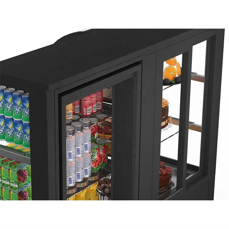 Dual Zone Grab and Go Open Display Chiller  Refrigerated Cake Display Case for Bakery