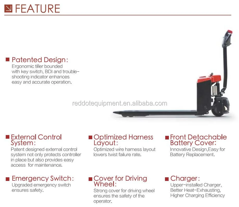 Reddot Battery Hand Jack Pallet Truck 1500kg Mini Walkie Electric Hand Pallet Truck 1.5ton With