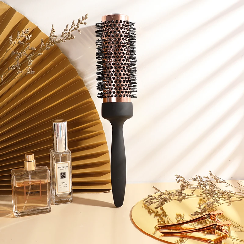 Rose Gold 5 in 1 Packing Colorful Boar Paddle Brush Ceramic Detangling Hairbrush Hair Extension Brush With Clip and Comb Set
