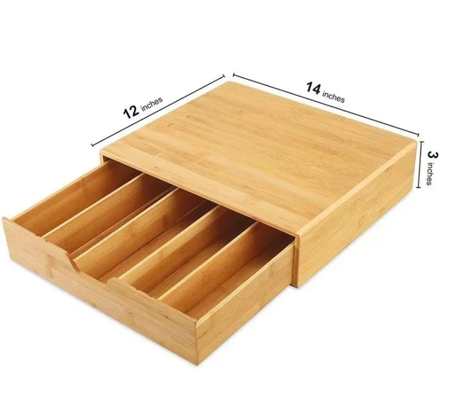 Bamboo Coffee Pod Holder Storage Organizer with Drawer and Side Storage Box for K Cup Pods