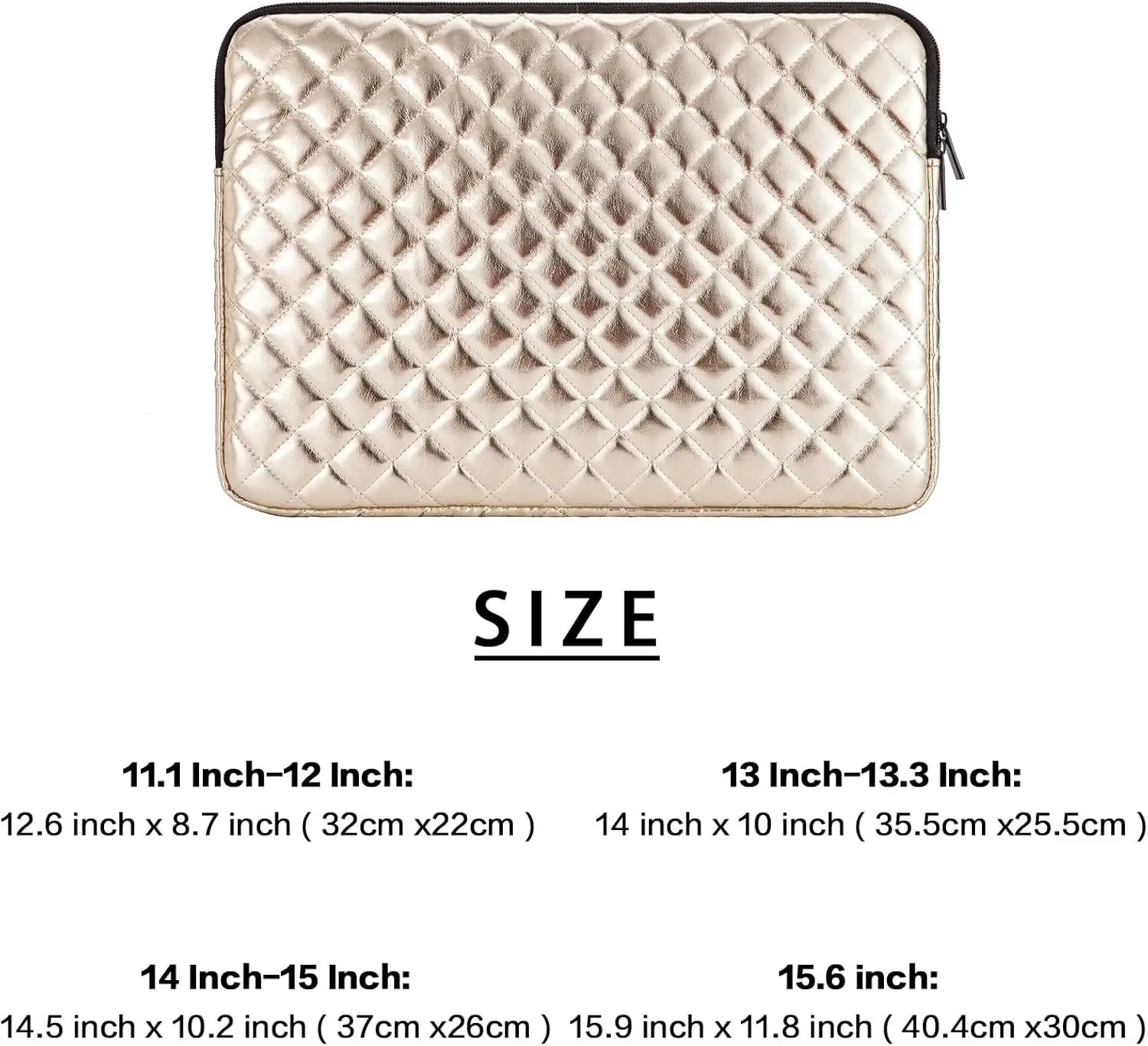 product puffy laptop sleeve for 133 14 15 156 inch protective bag exterior quilted pu leather smooth zipper closure lined padded-29