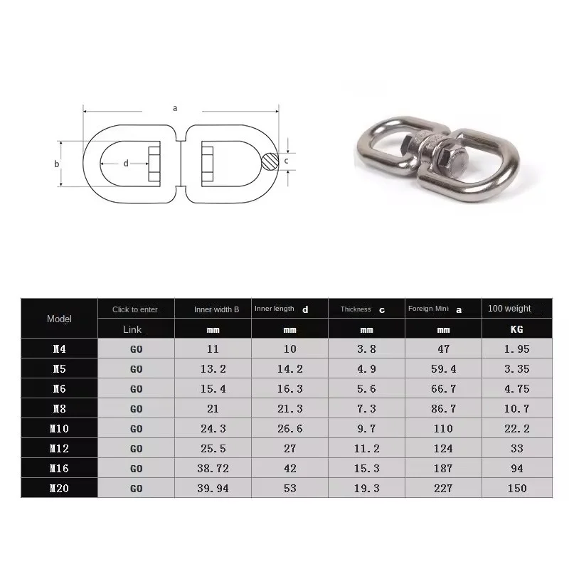 Высококачественный двухсторонний поворотный крючок из нержавеющей стали с крючком креплениями кольцевым соединителем