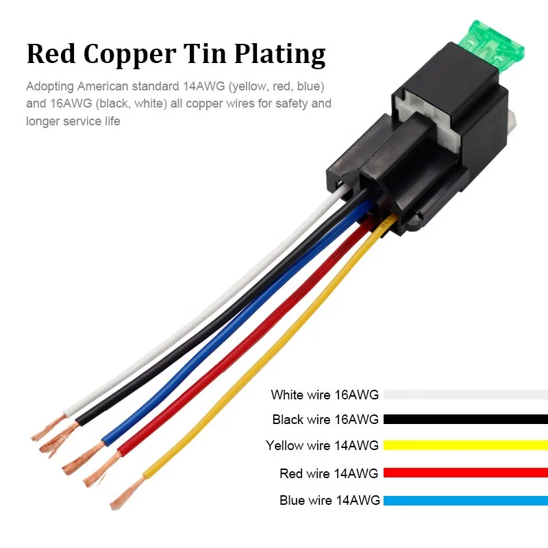 Metra 5-Pack 12V DC Standard Relay Socket Harness – 5 Pin, 16-14 GA Wire, ERS-123