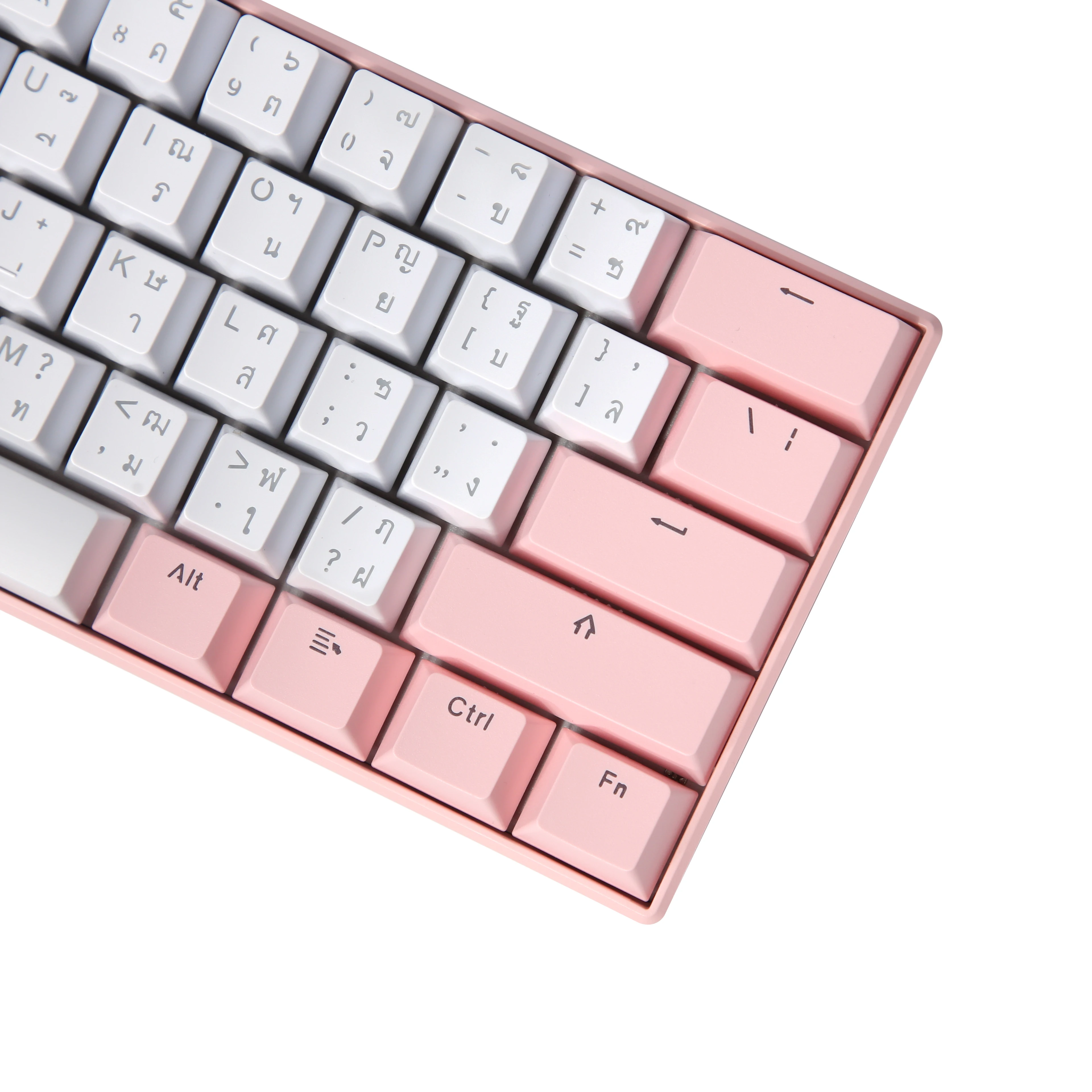 OEM 61 Keys Usb Wired Mechanical Keyboard White Splicing pink and Blue Keycaps Cute Rgb Led Backlit Hotswap Thai Gaming Keyboard