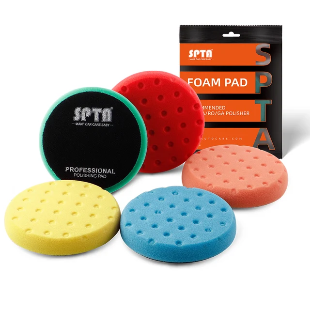 Wholesale SPTA 5" (125mm) Round Edge Small Dot Surface Polishing Foam Pads Buffing Pads for Car Detailing