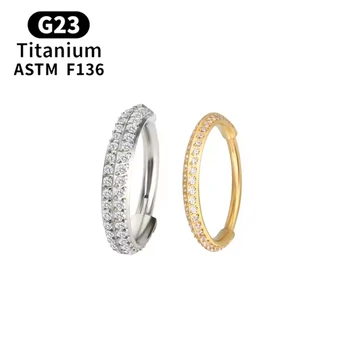 G23 Titanium 16G Fashion Earrings Nose Ear Piercing Ring Cartilage Daith Hoop Hinged Segment ASTM F136 Tit Zircon Body Jewelry