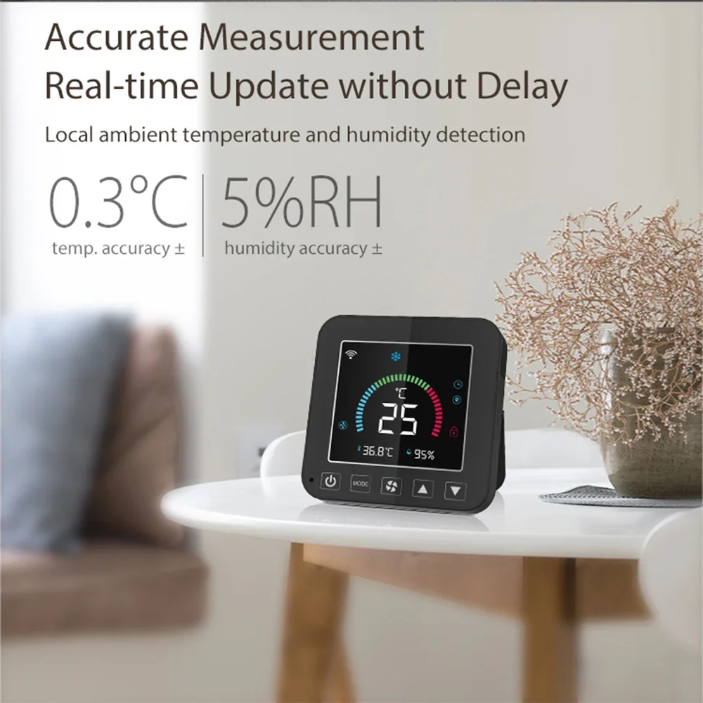 Tuya Smart Remote Control for AC Universal LCD Color Backlight Screen Thermostat with Temperature & Humidity Display