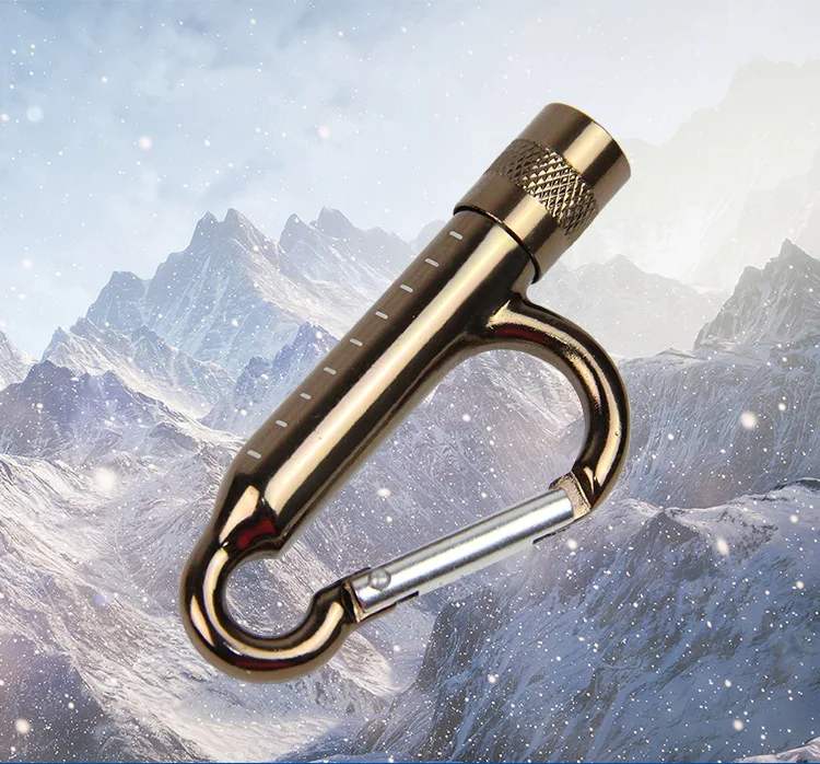 Outdoor Hiking  Camping Mini Flashlight  Led Torch with Carabiner Hooks and Compass