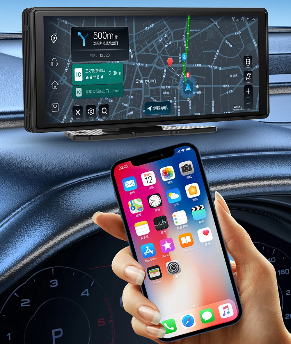 New Arrival 10.26" Dash Cam Front and Rear 4k Dual Lens CarPlay HD Car DVR GPS Black Box for Automobile Recording