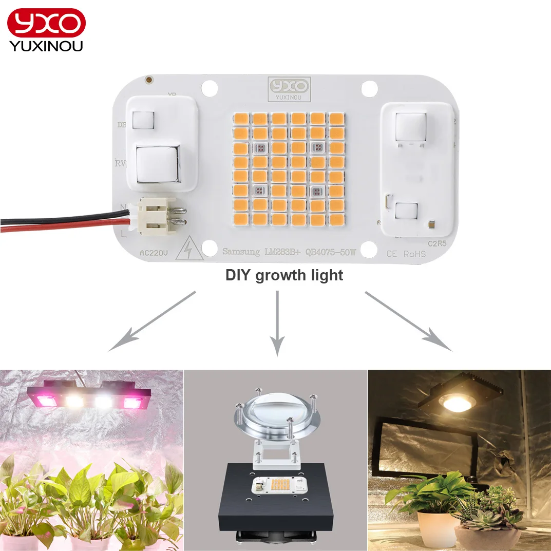 Акция оптовая продажа Драйвер Ic Smart 50 Вт COB светодиодный чип 395nm 660nm полный спектр для выращивания растений
