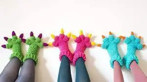 Fun Crochet Monster Feet Slippers Dinosaur Wool Socks