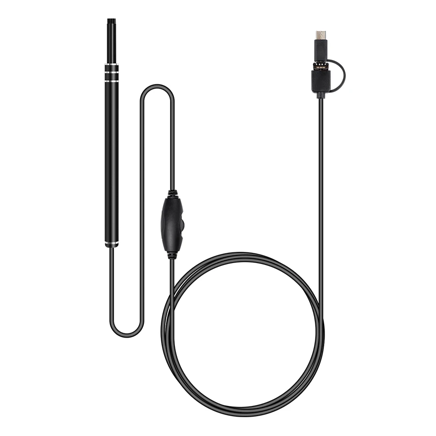 3-in-1 HD Visual Ear Pick Ear Canal Endoscope Oral Endoscope with LED Light Black, OneSize 