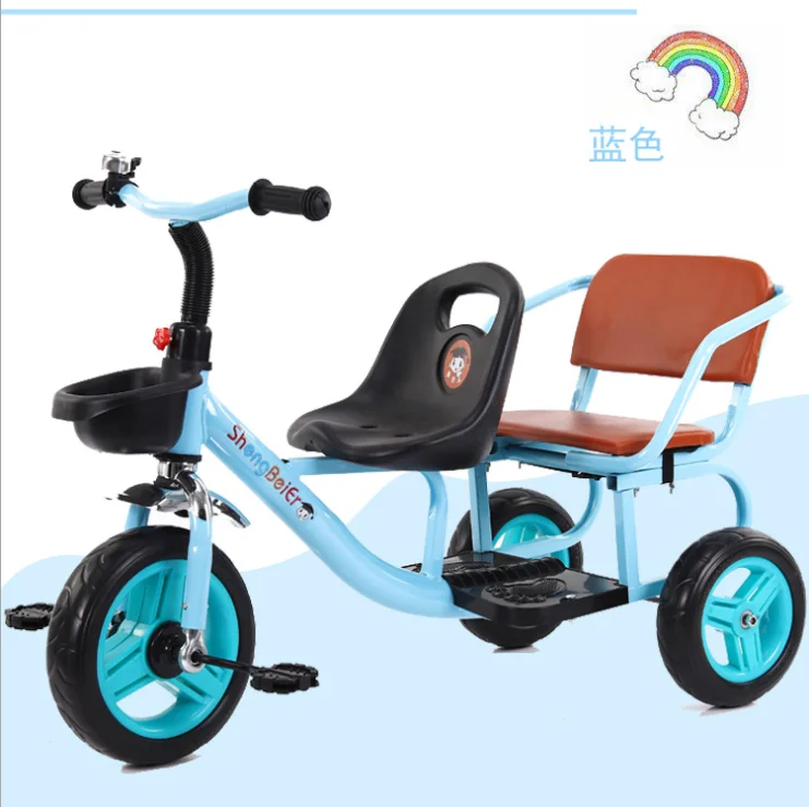 Triciclo de doble asiento para niños, triciclo de dos asientos único,  precio barato, venta al por mayor