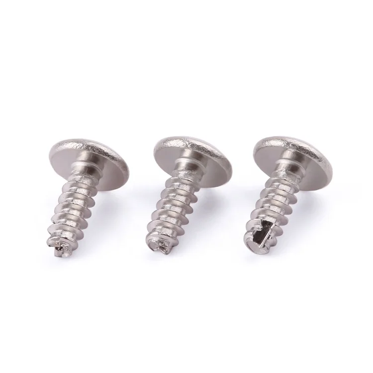 Round head phillips M2-M8 nickel plated carbon steel cut tail PT thread forming self tapping screws for plastic