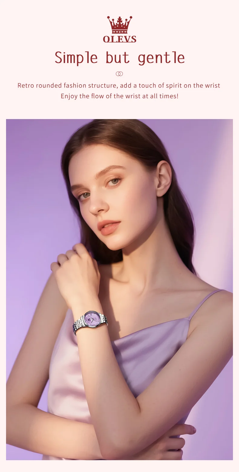OLEVS 5611 Women's Watches Elegant Fashion Original Quartz Watch for Lady Roman Dial Waterproof Stainless Steel Luminous Watches