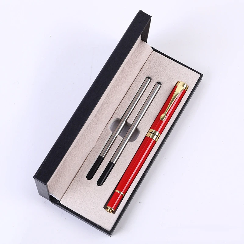 High Quality Metal Roller Pen Set Roller Tip Black and Gold Boss Signature Pens with Extra Ink Refills