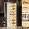 Meuble à chaussures pliant 8 courts blanc
