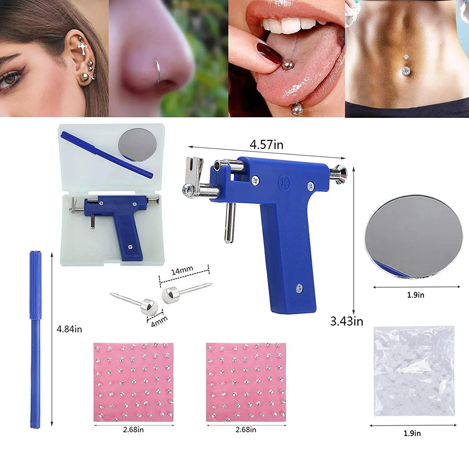 Professional Piercing Gun Tools Kit Ear Helix Lobe Piercing Tools Set No  Pain Safe Sterile No infection Ear Studs Body Piercing