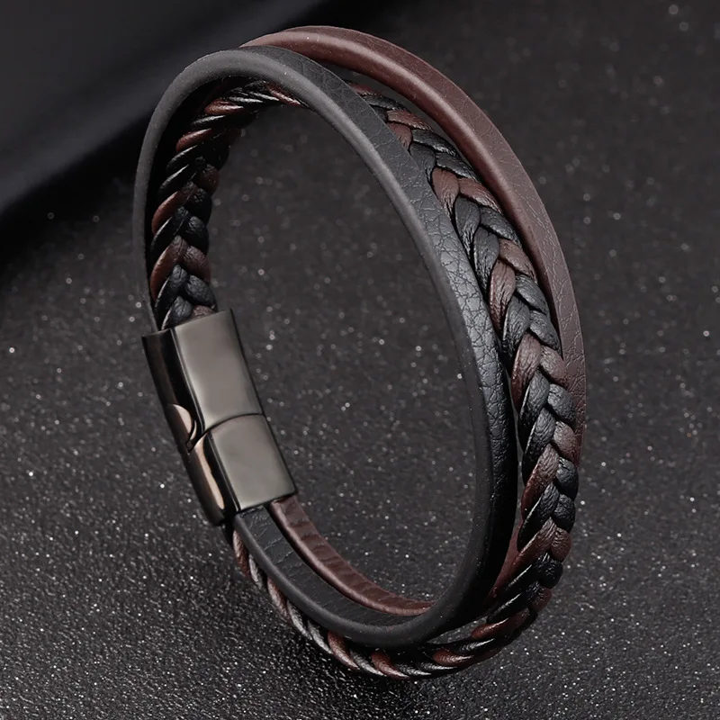 Mixed Color Leather Bracelets 3 Layers Good Quality Genuine
