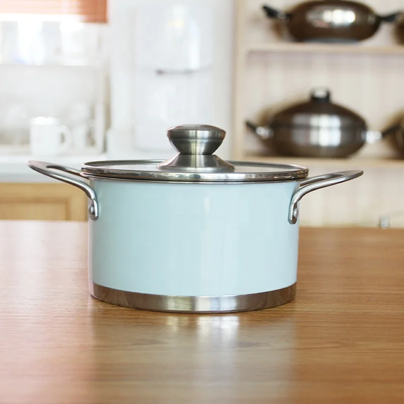 Glass Lid Color Cookware Soup Pot Stainless Steel Oblique Angle Pot Body With Sturdy Handles Cookware Sets Non Stick