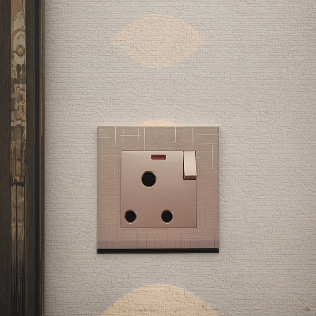 VNX UK Standard 15A Round-pin 86mm*86mm 1Gang With Neon Wall Switches Power Electrical Socket Gold Brush Meteor Rain Series