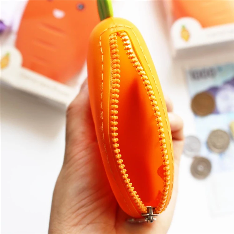 Source 2019 New Cartoon Vegetables Carrots Expression Silica Gel Coin Purse  Cash Bag For Kids on m.