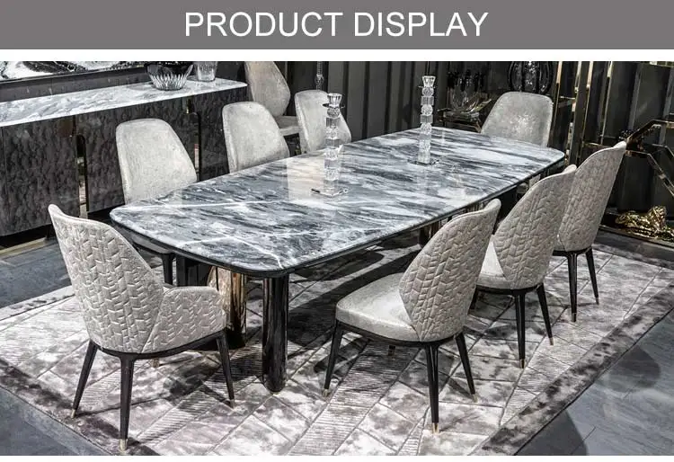 Black Rectangular Marble Top Dining Table Modern Restaurant Furniture ...