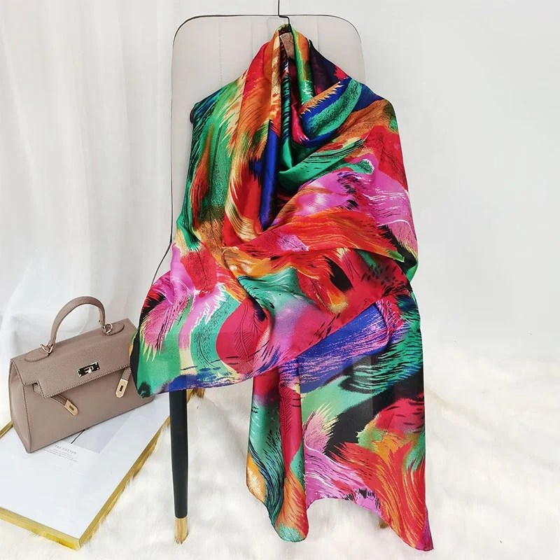 Digital Print Silk Scarf China Square Fashion Ladies Shawls and Scarf Custom Printed Hair Head Women Square Silky Scarves Satin