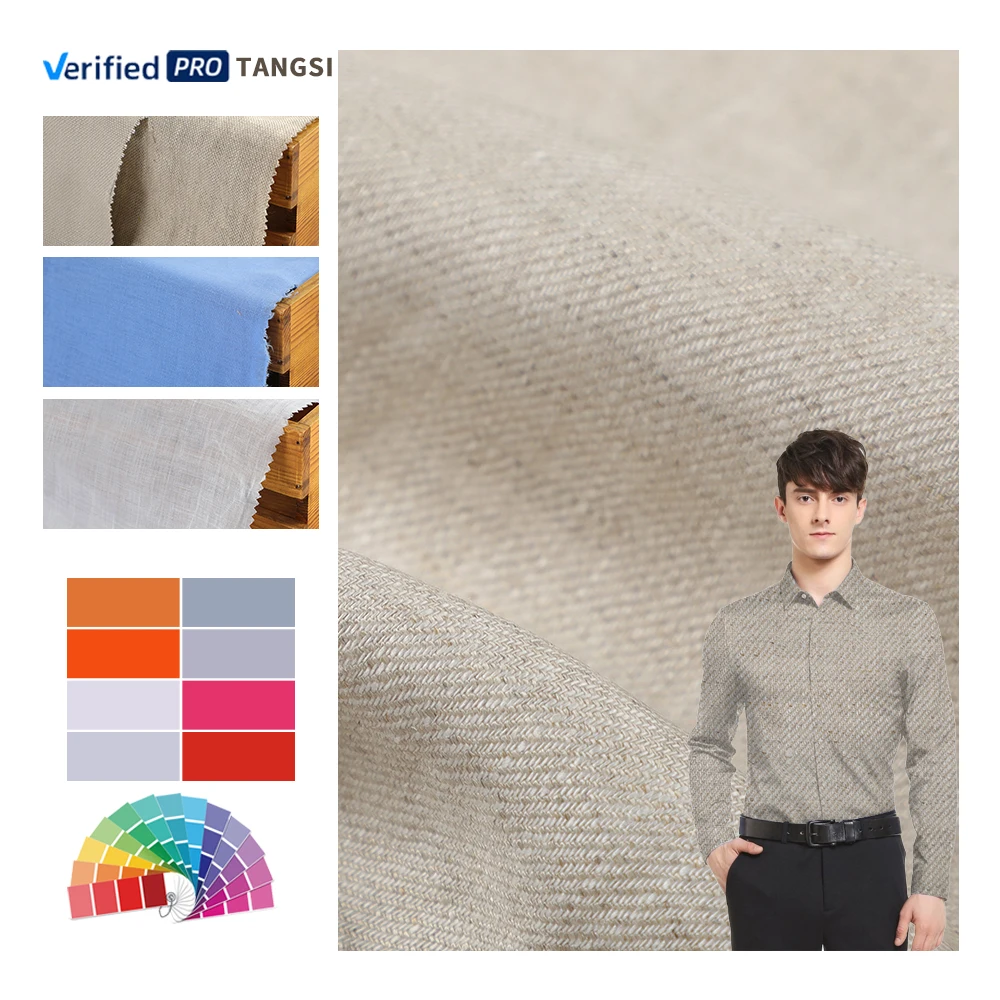 China High Quality 100% Linen Fabric Summer Woven Plain for Eco-Friendly Stretchable Dresses Shirts Directly linen fabric