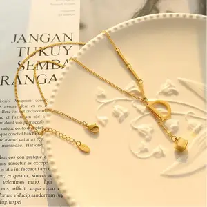 Necklace French D-word Personality Gold Jewelry Hollow Beach Ladies Titanium Steel Large Necklace Pendants Ladies Christmas