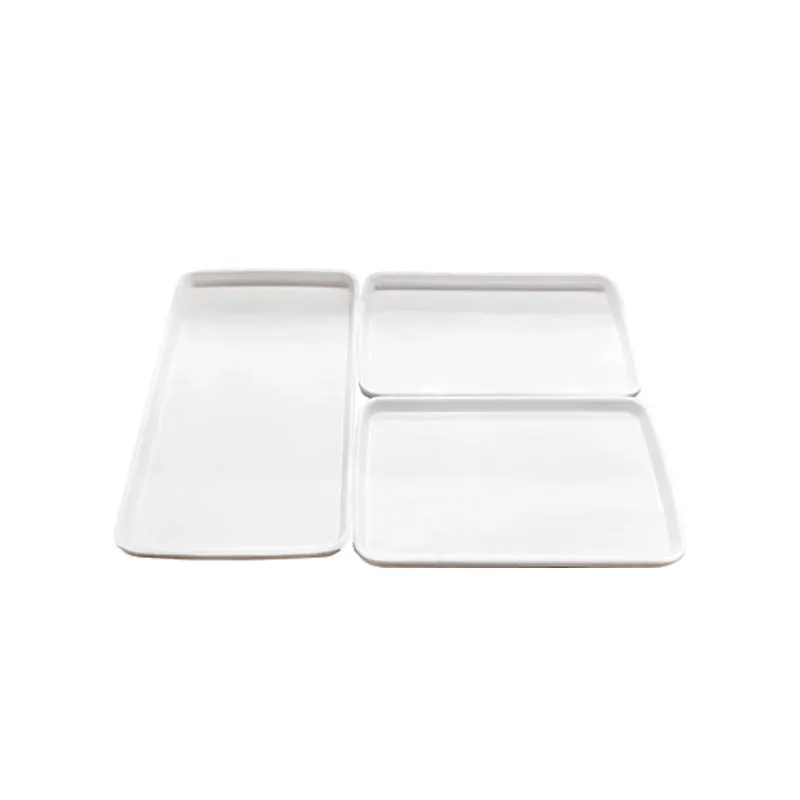 Rectangular Bakery Serving Tray White Plastic Bread Tray Window Showcase Flat Bread Tray