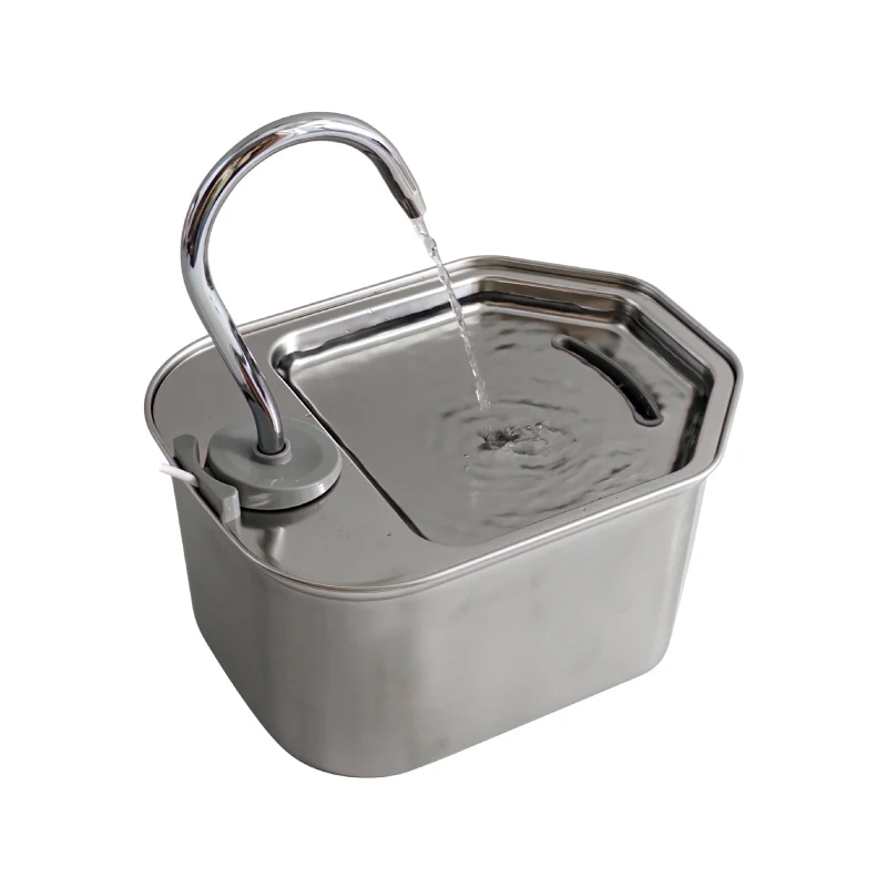 Hexagon Built-in Battery Motion Sensing Durable Waterproof Stainless Steel Pet Water Drinking Fountain & Dispenser