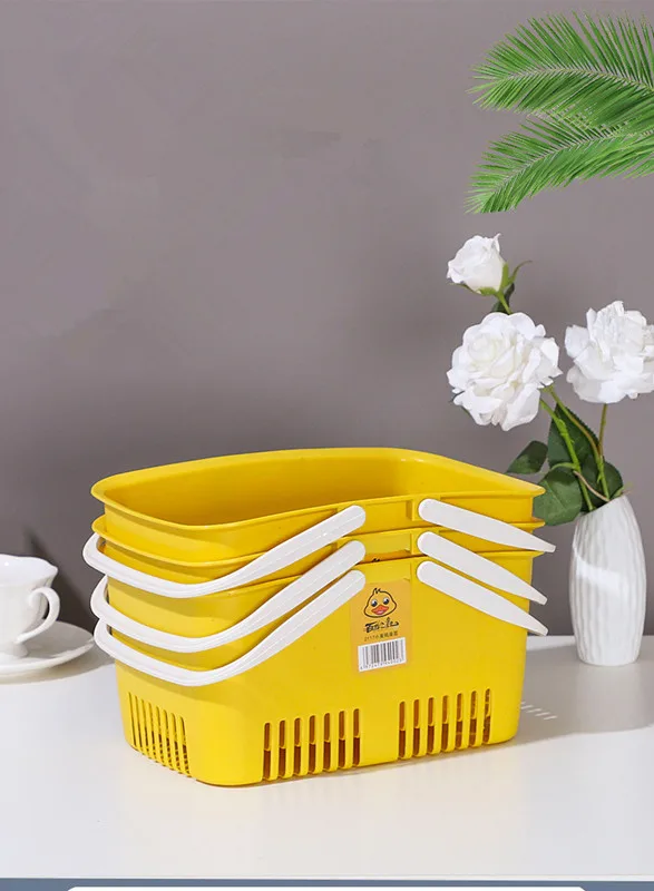 Amazon Hot Selling Plastic Hollow Shower Caddy Basket Yellow Colors