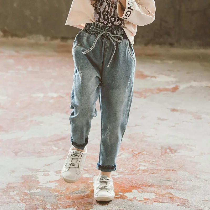 2021 Spring Kids Girl Solid Jeans For 