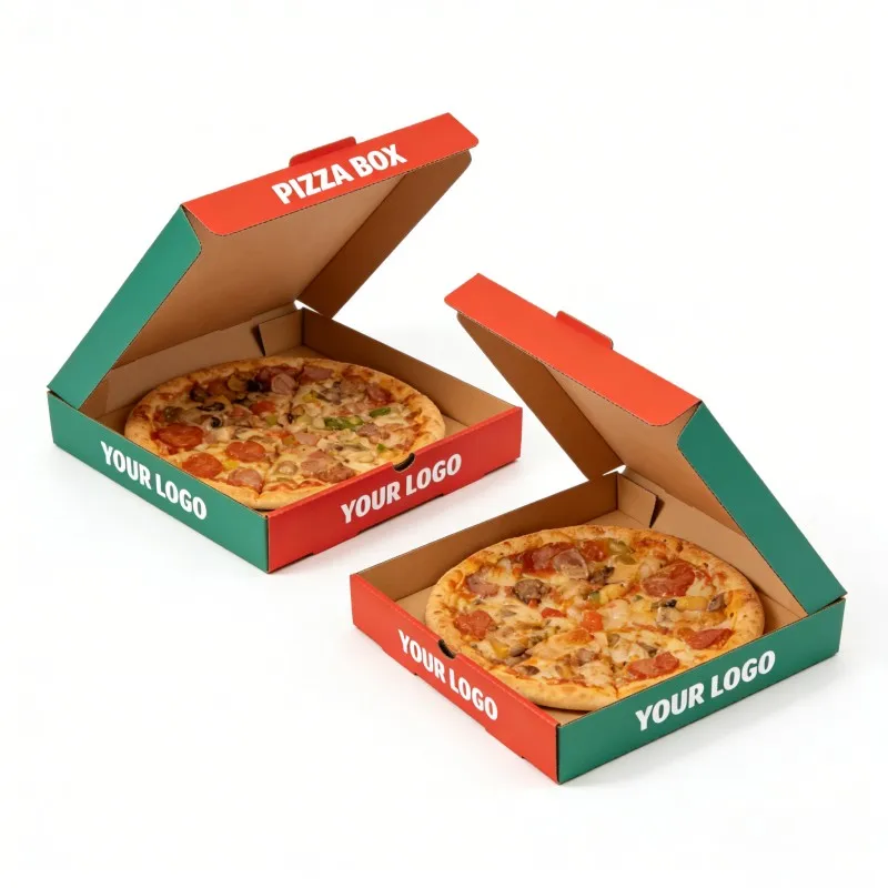 Biológiailag lebomló, egyedi logóval ellátott pizzás dobozok nagykereskedelmi forgalomban – erős hullámpapír élelmiszer-csomagolás éttermek számára