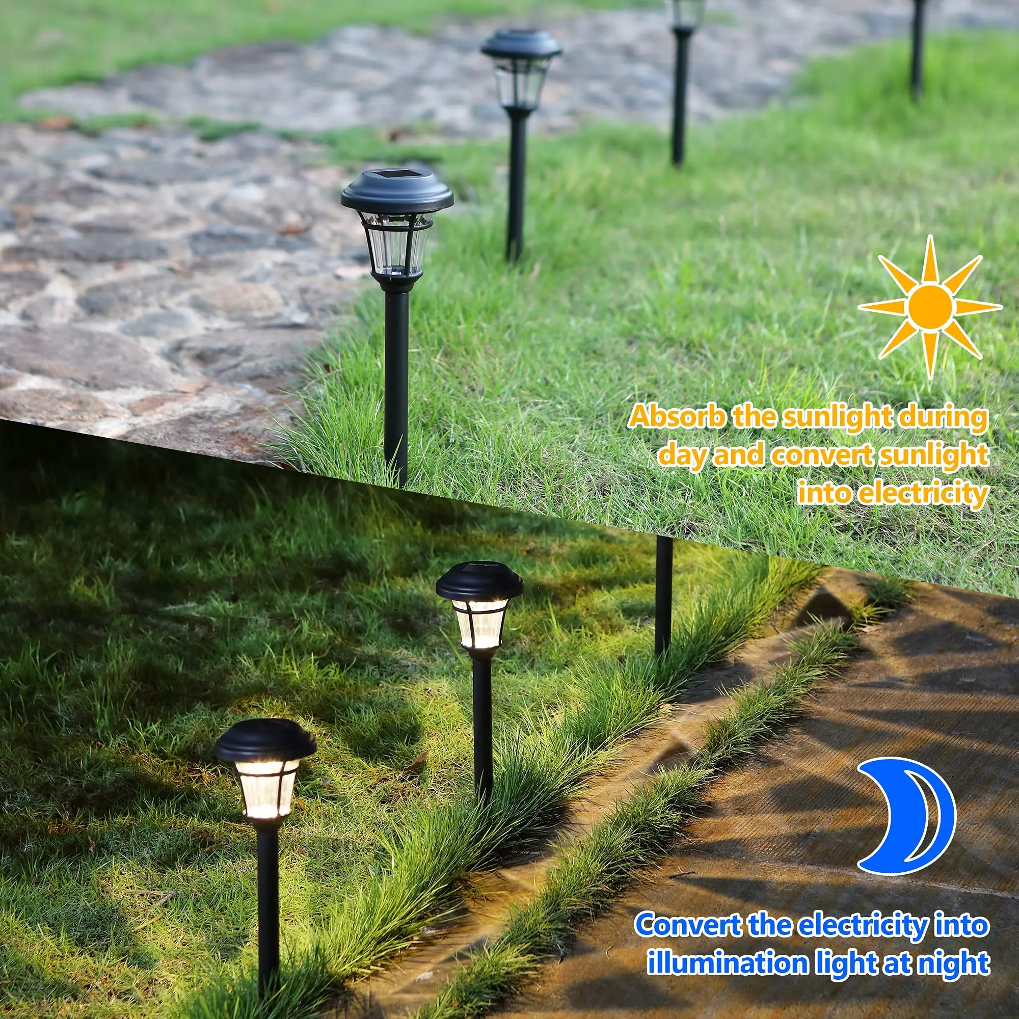 Morden Waterproof Outdoor Landscape Solar Led Pathway Lawn Lights Garden Lights for Yard Driveway factory