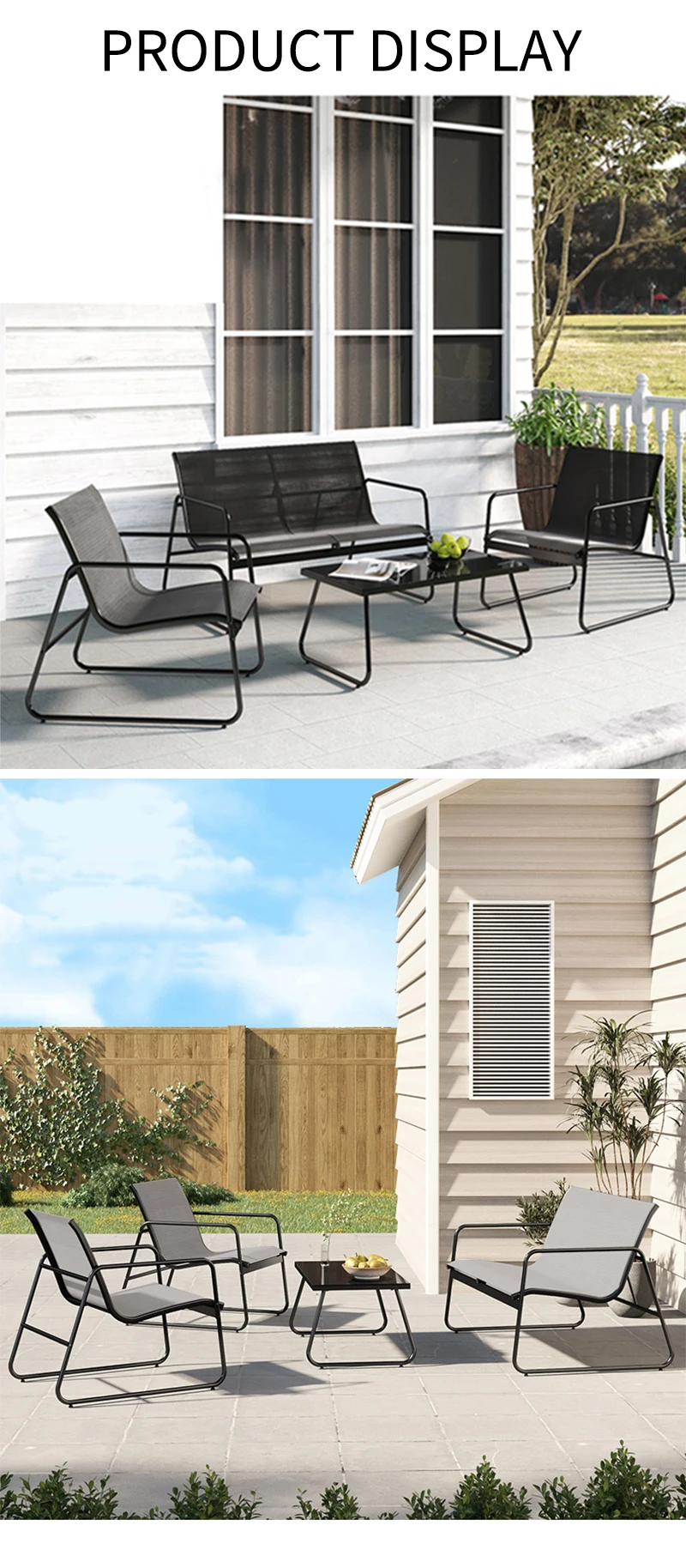 Hot Sells Morden Backyard Outdoor Furniture Kd 4pcs Metal Garden