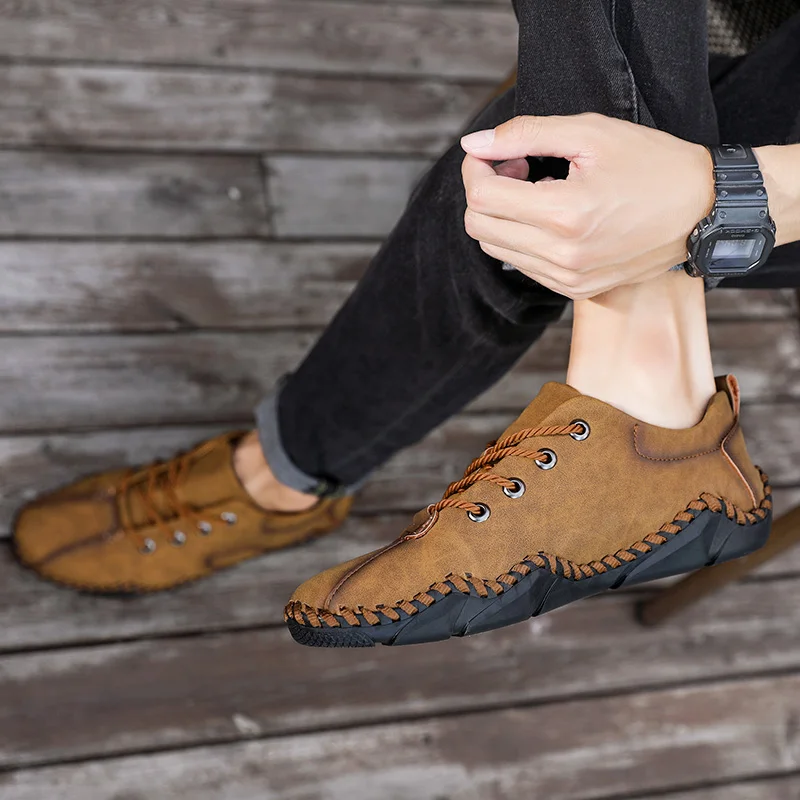 Men's Basic Walking Style Sneaker Good Selling Real Leather Breathable Casual Shoes For Men