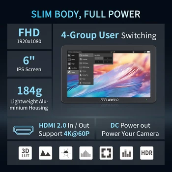 FEELWORLD T6 Professional Camera Field Monitor Aluminum Housing 1920x1080 OEM Factory Direct Custom Packaging detail image
