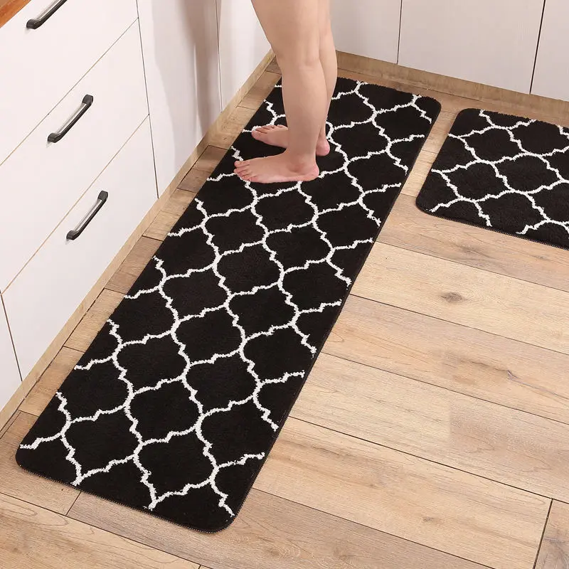 2PCS customised sizes microfiber non-slip soft kitchen mat set rug doormat runner carpet set shower bathroom floor mat