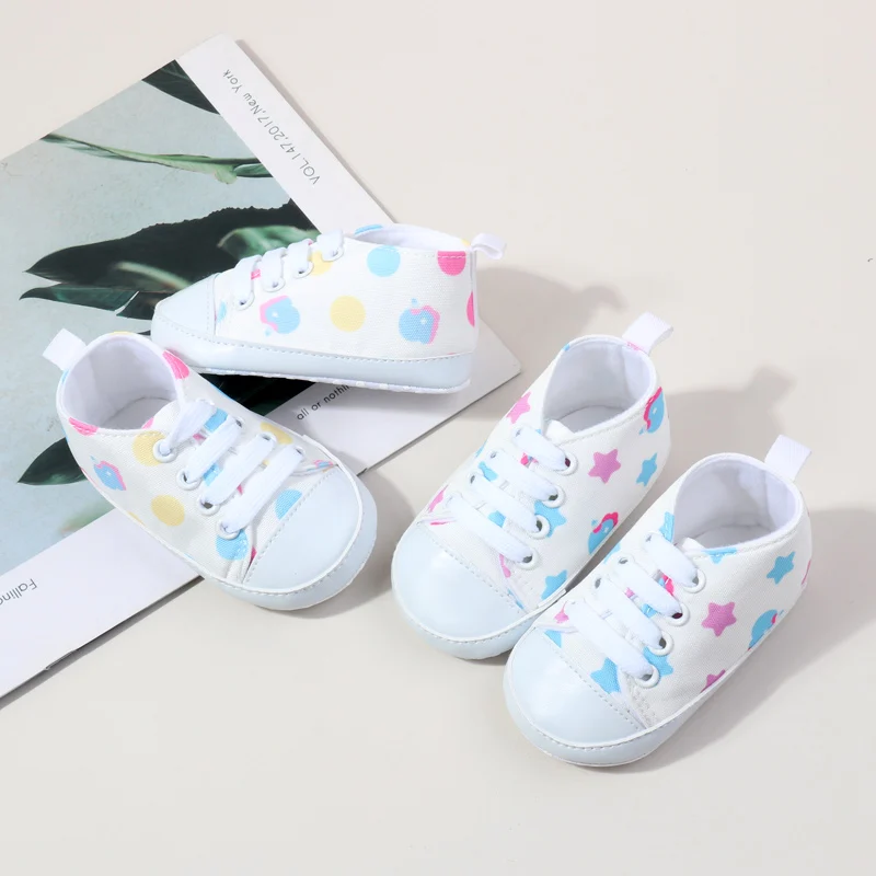 Wholesale Cheap Canvas Unisex Baby Shoes with Star apple Printing